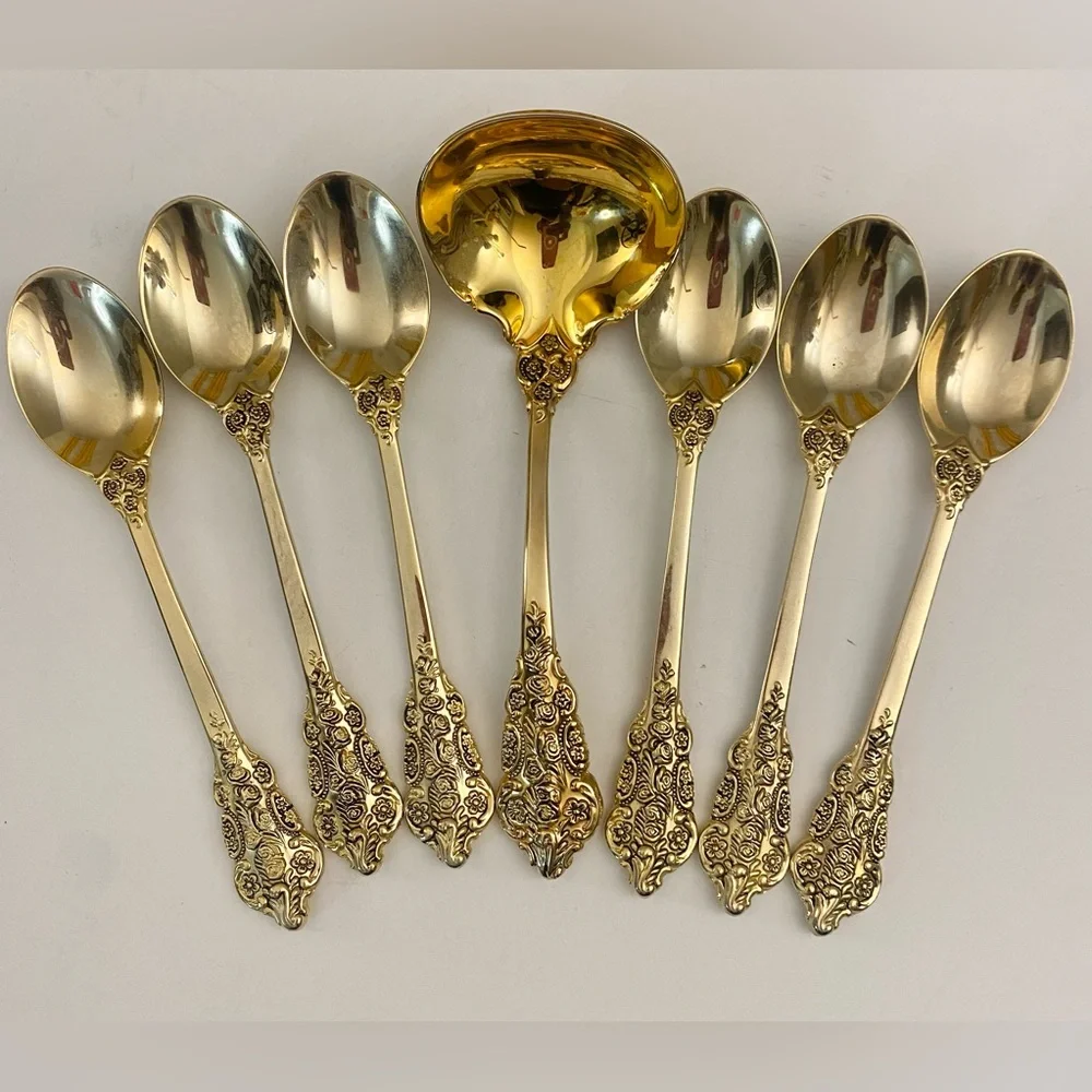 F.B. Rogers Golden French Rose gold electroplated flatware (7 pieces)